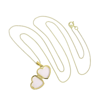 Petit médaillon en forme de cœur gravable en or 9 carats avec motif floral sur chaîne de 40 à 50 cm