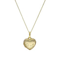 Petit médaillon en forme de cœur gravable en or 9 carats avec motif floral sur chaîne de 40 à 50 cm