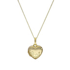 Petit médaillon en forme de cœur gravable en or 9 carats avec motif floral sur chaîne de 40 à 50 cm