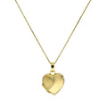 Médaillon en forme de cœur en or 9 carats, gravé, bicolore, mat et poli, 40 à 50 cm