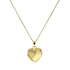 Médaillon en forme de cœur en or 9 carats, gravé, bicolore, mat et poli, 40 à 50 cm