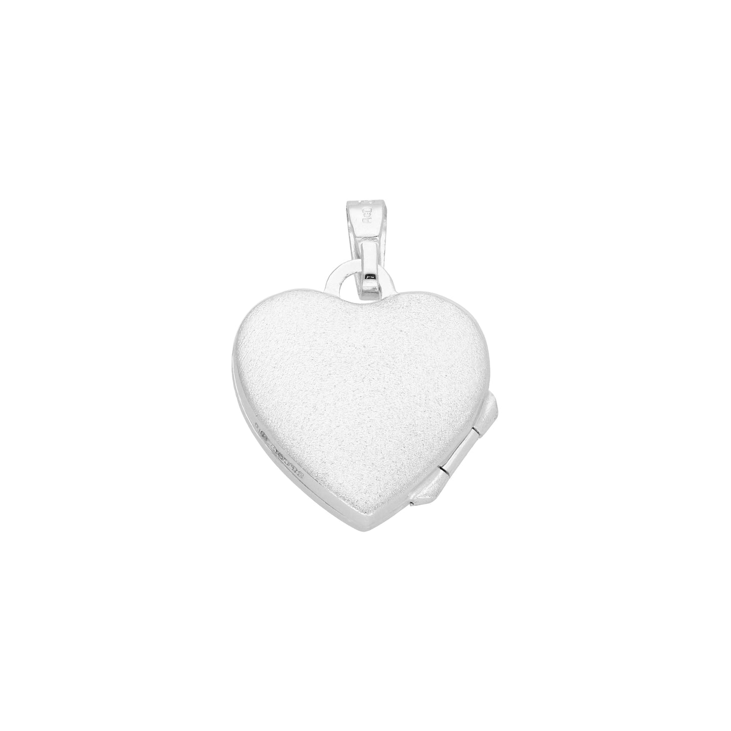 Médaillon en forme de cœur sur chaîne en or blanc 9 carats avec motif rayons de soleil, 40 à 45 cm