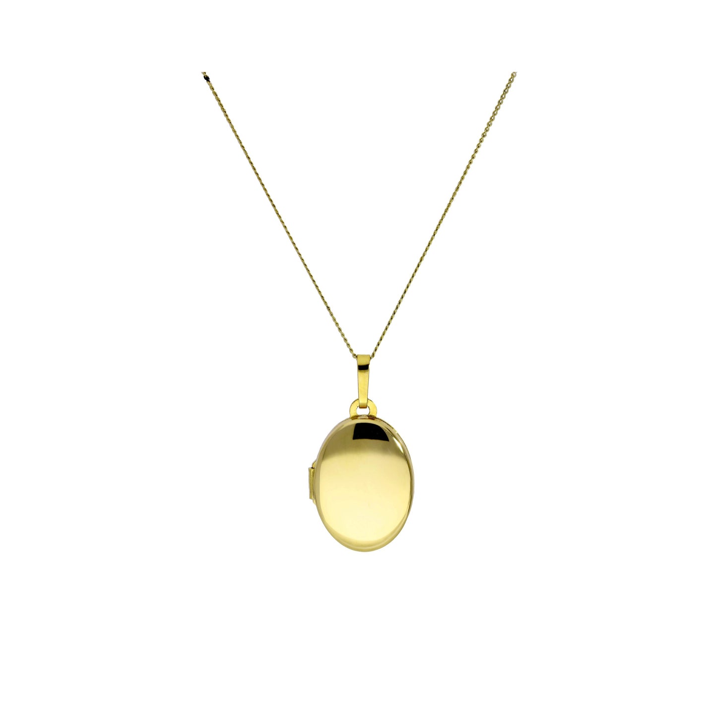 Médaillon ovale gravable en or 9 carats sur chaîne de 40 à 50 cm