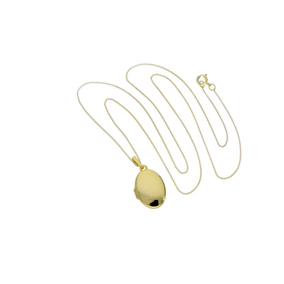 Médaillon ovale gravable en or 9 carats sur chaîne de 40 à 50 cm