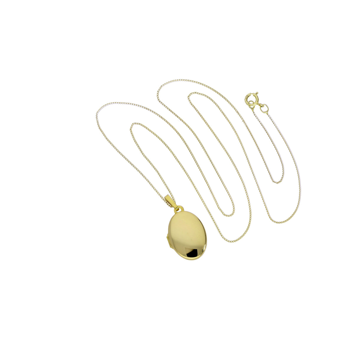 Médaillon ovale gravable en or 9 carats sur chaîne de 40 à 50 cm