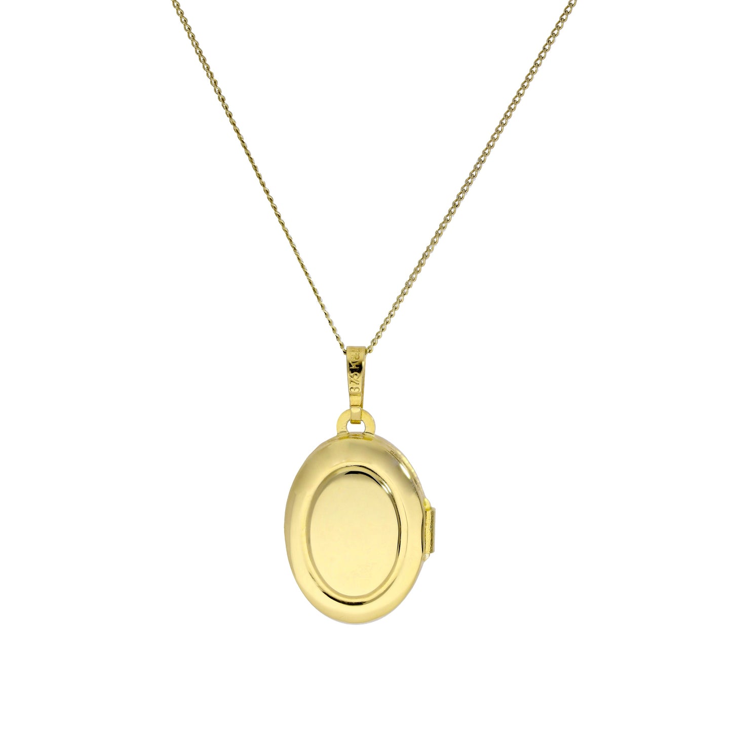 Médaillon ovale gravable en or 9 carats sur chaîne de 40 à 50 cm