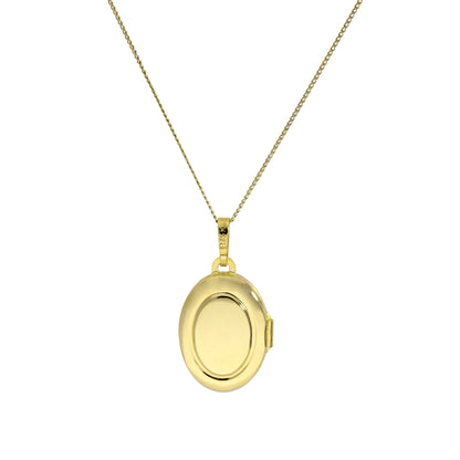 Médaillon ovale gravable en or 9 carats sur chaîne de 40 à 50 cm
