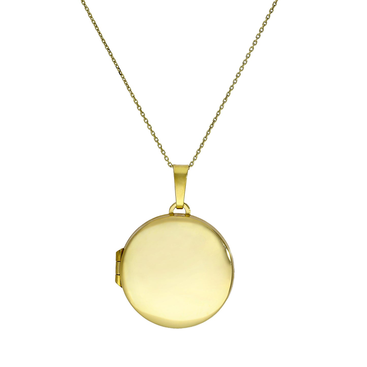 Grand médaillon rond gravable en or 9 carats sur chaîne de 40 à 50 cm