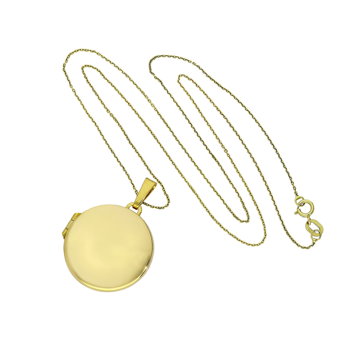 Grand médaillon rond gravable en or 9 carats sur chaîne de 40 à 50 cm