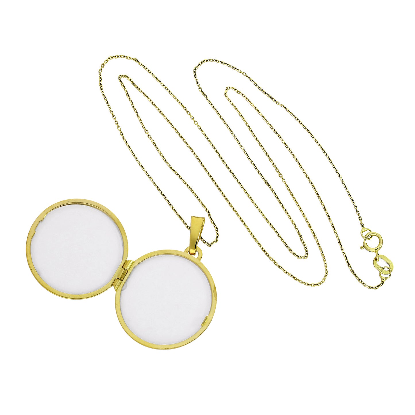 Grand médaillon rond gravable en or 9 carats sur chaîne de 40 à 50 cm