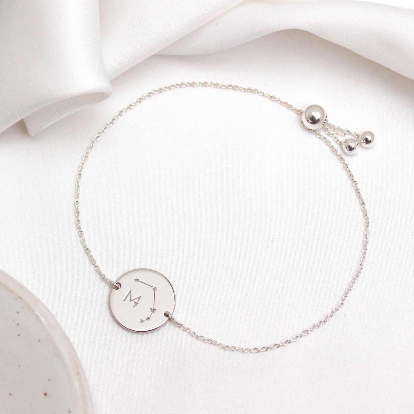 Bracelet personnalisé en argent sterling avec initiales constellations