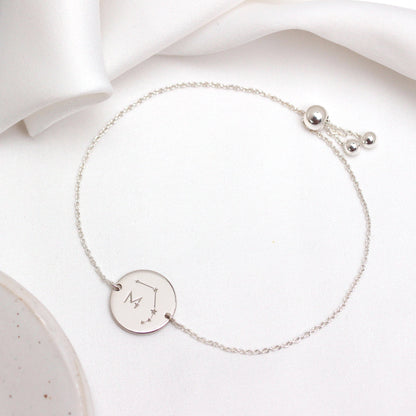 Bracelet personnalisé en argent sterling avec initiales constellations