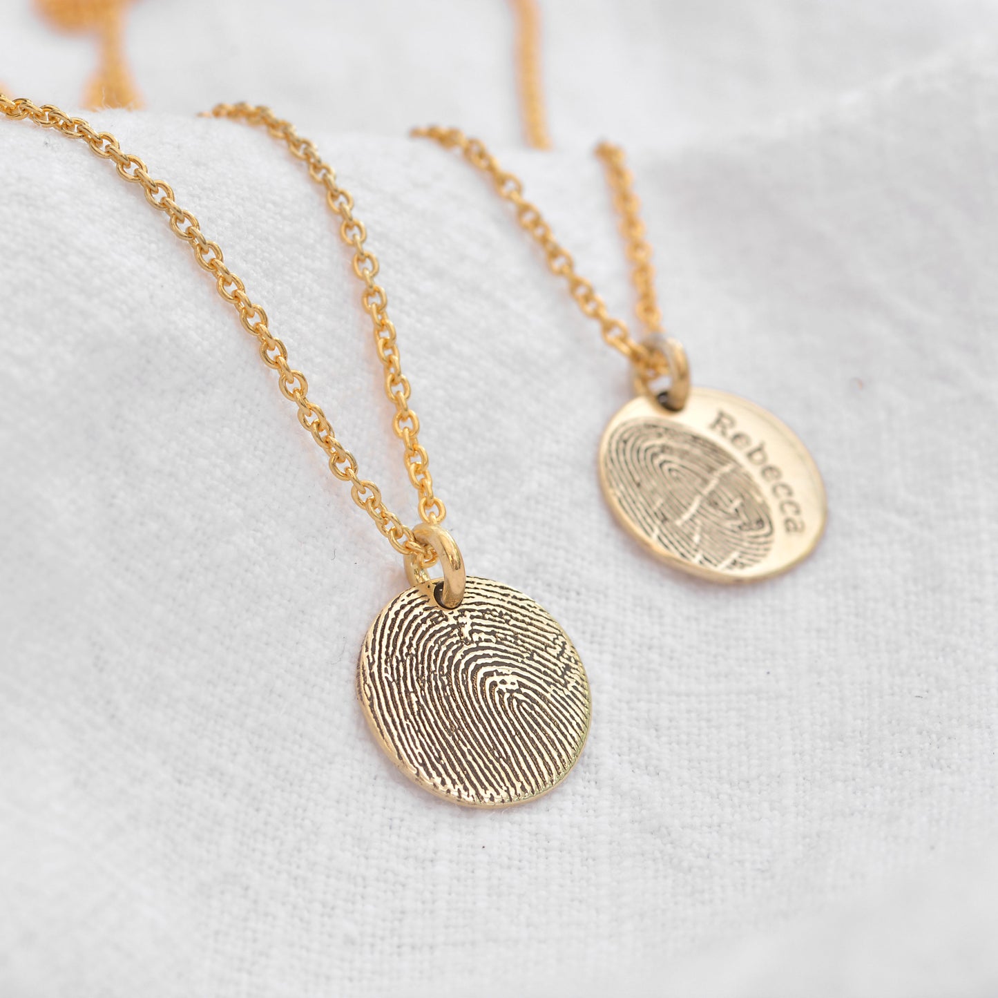 Breloque ronde personnalisée en argent sterling avec empreinte digitale