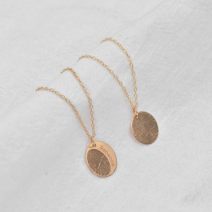 Breloque ronde personnalisée en or 9 carats avec empreinte digitale