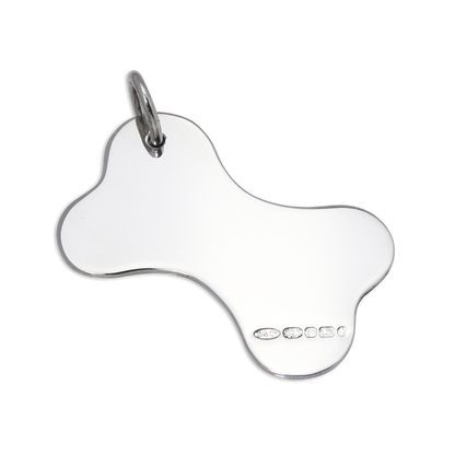 Grande médaille gravable en argent sterling pour collier de chien en forme d'os