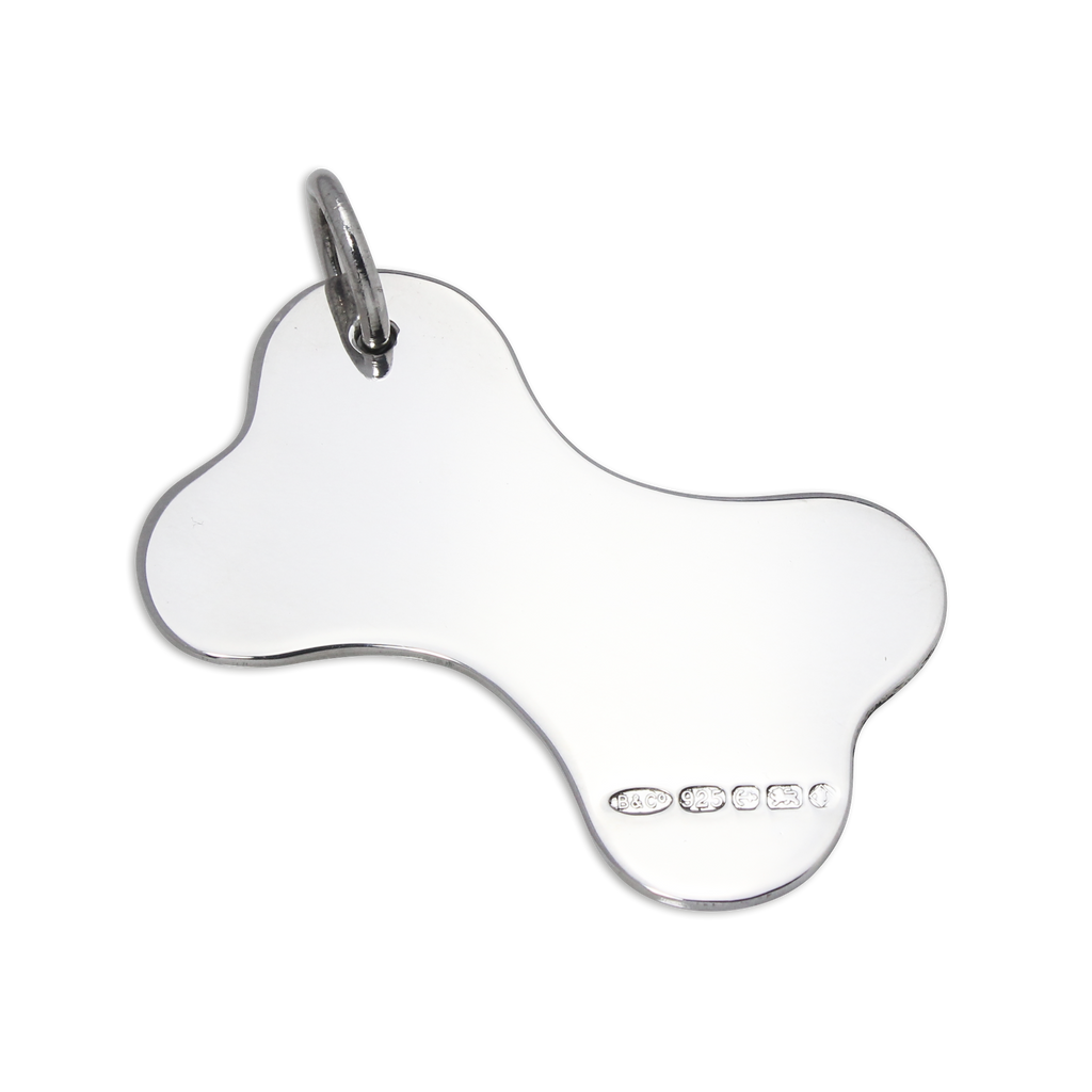 Grande médaille gravable en argent sterling pour collier de chien en forme d'os