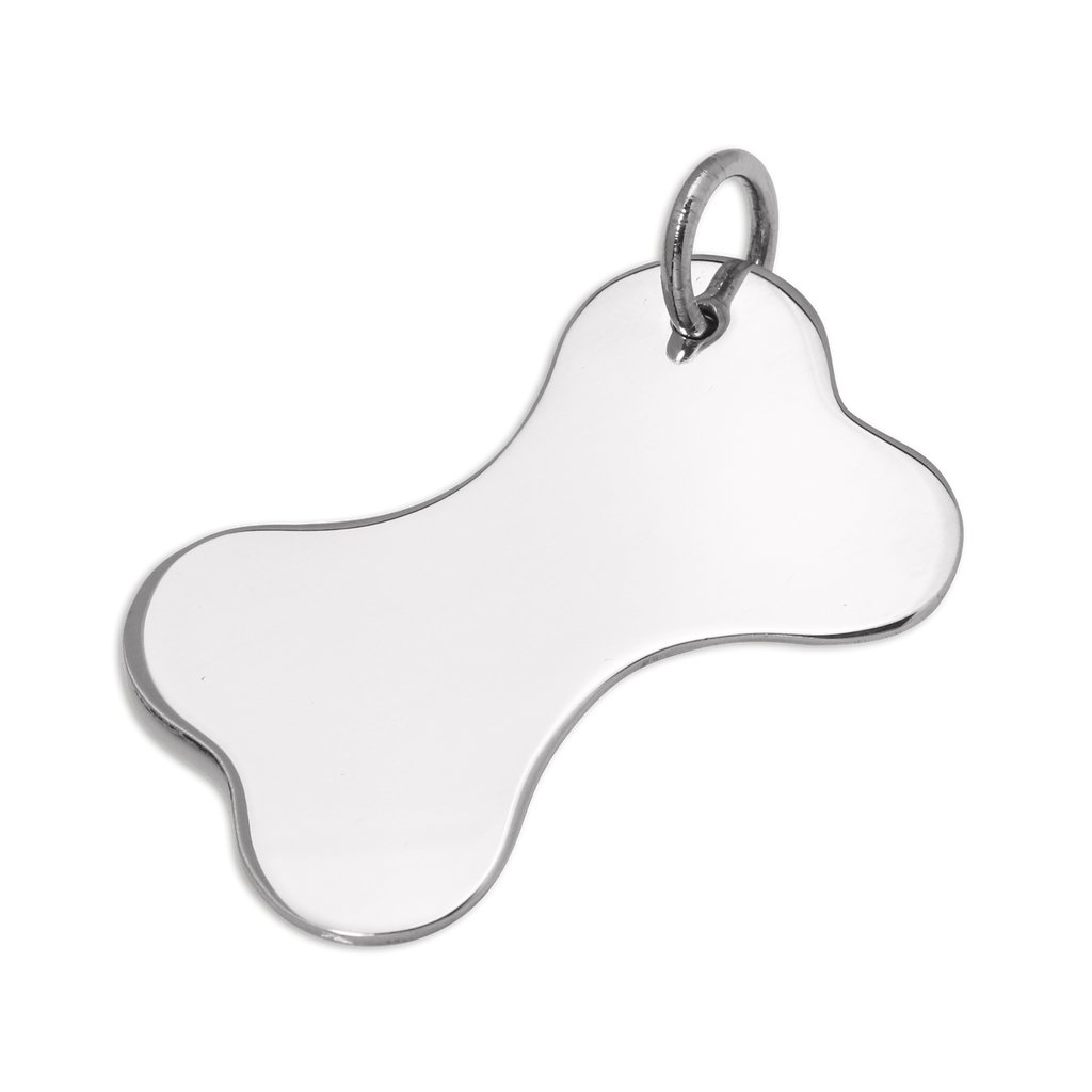 Grande médaille gravable en argent sterling pour collier de chien en forme d'os