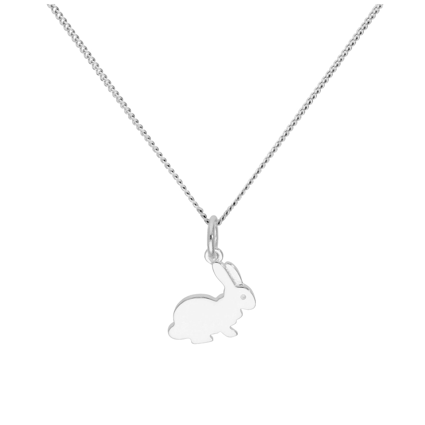 Pendentif lapin en argent sterling sur chaîne diamantée de 40,6 cm et 5 cm