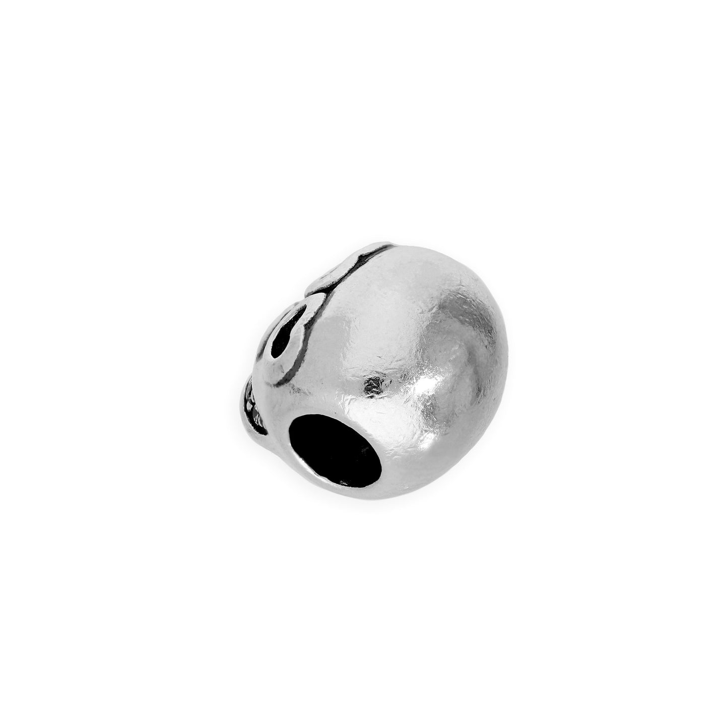 Breloque en argent sterling et cristal CZ transparent en forme de tête de mort avec cœurs