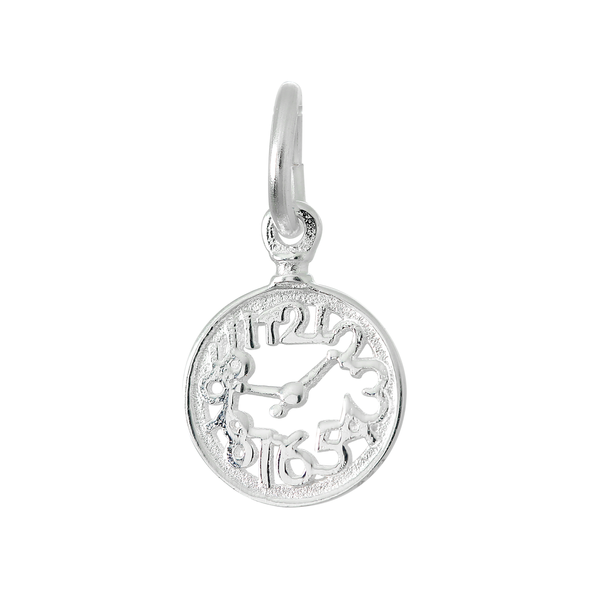 Petite breloque en argent sterling représentant un cadran d'horloge Alice au pays des merveilles