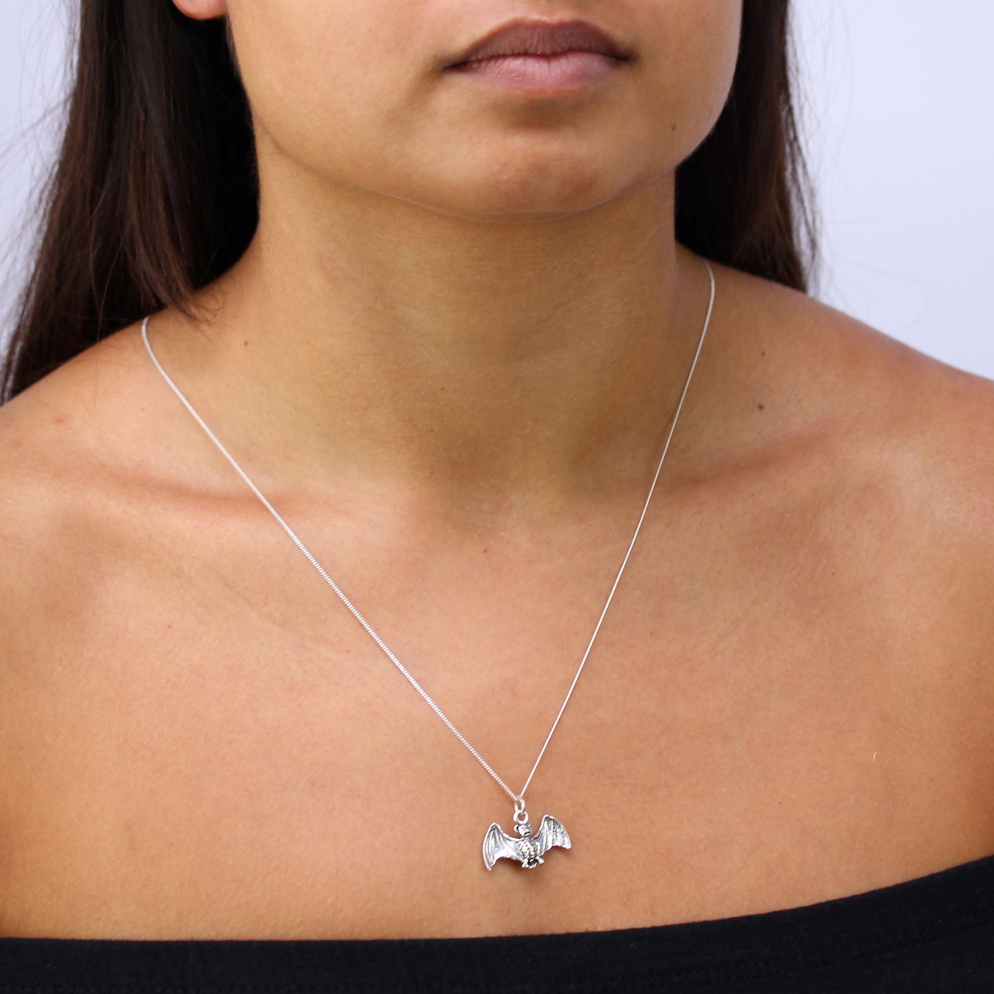 Collier chauve-souris volante 3D en argent sterling