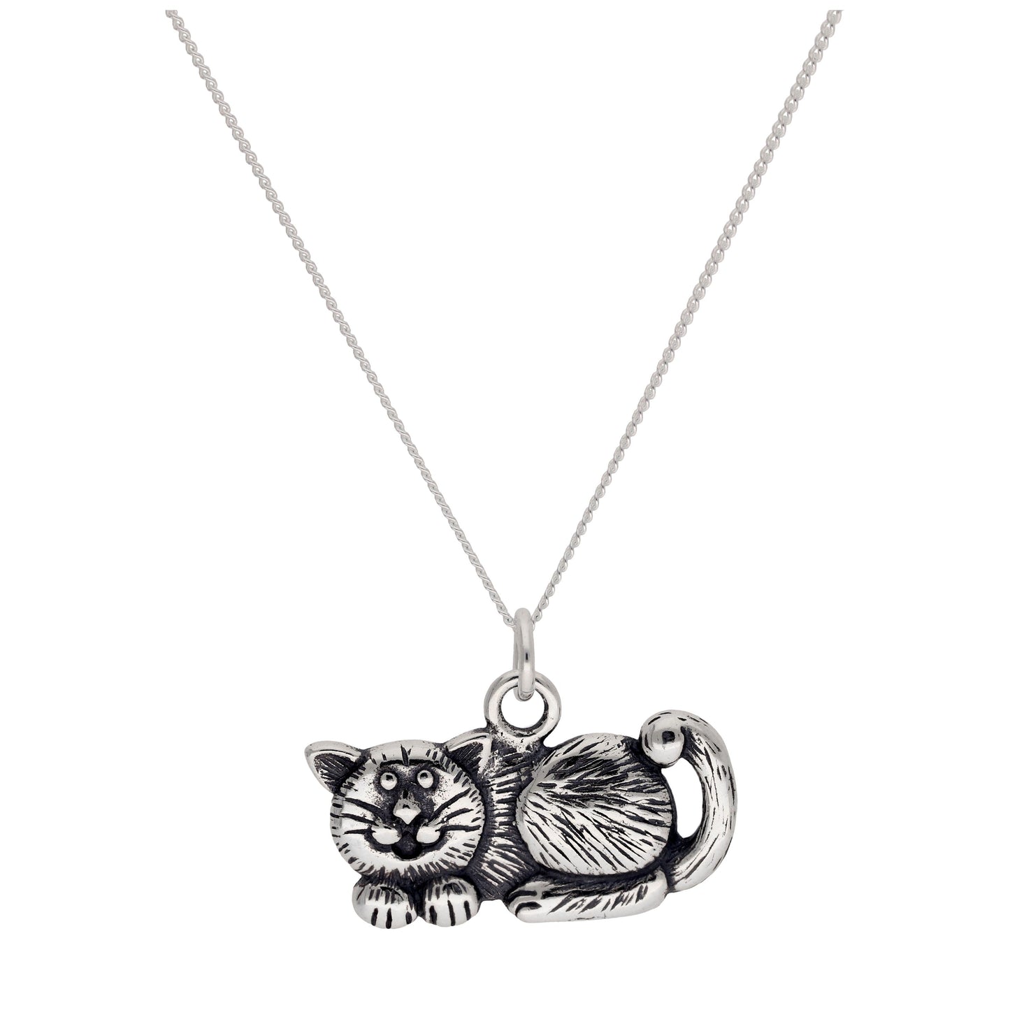 Collier en argent sterling avec gros chat