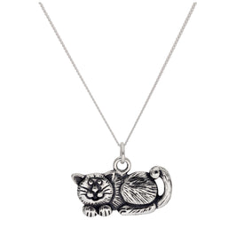 Collier en argent sterling avec gros chat