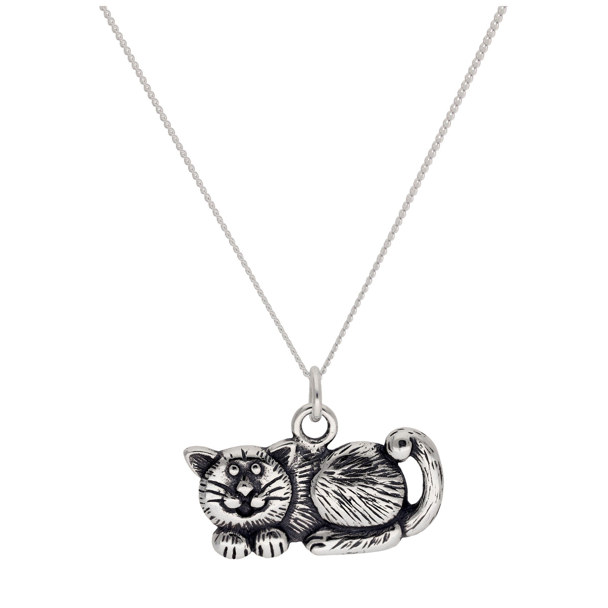 Collier en argent sterling avec gros chat