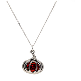Collier citrouille en argent sterling et cristal