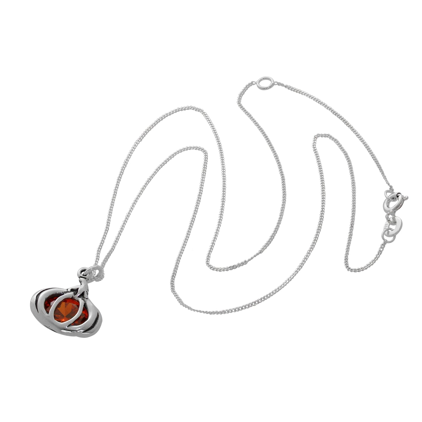 Collier citrouille en argent sterling et cristal
