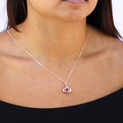 Collier citrouille en argent sterling et cristal