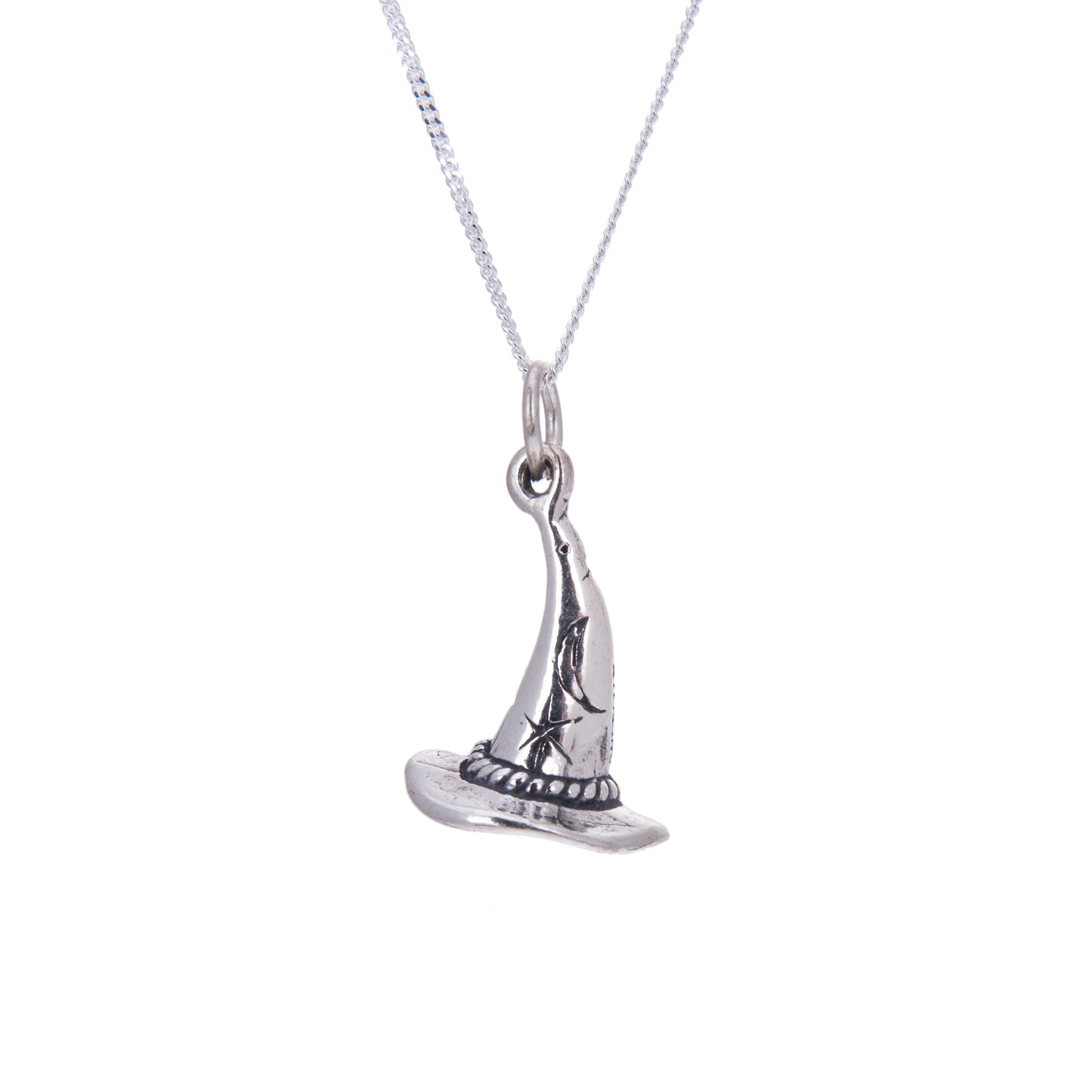 Collier chapeau de sorcier 3D en argent sterling