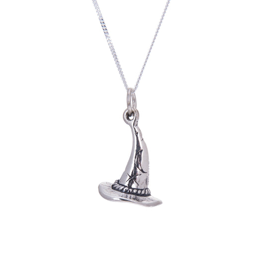 Collier chapeau de sorcier 3D en argent sterling
