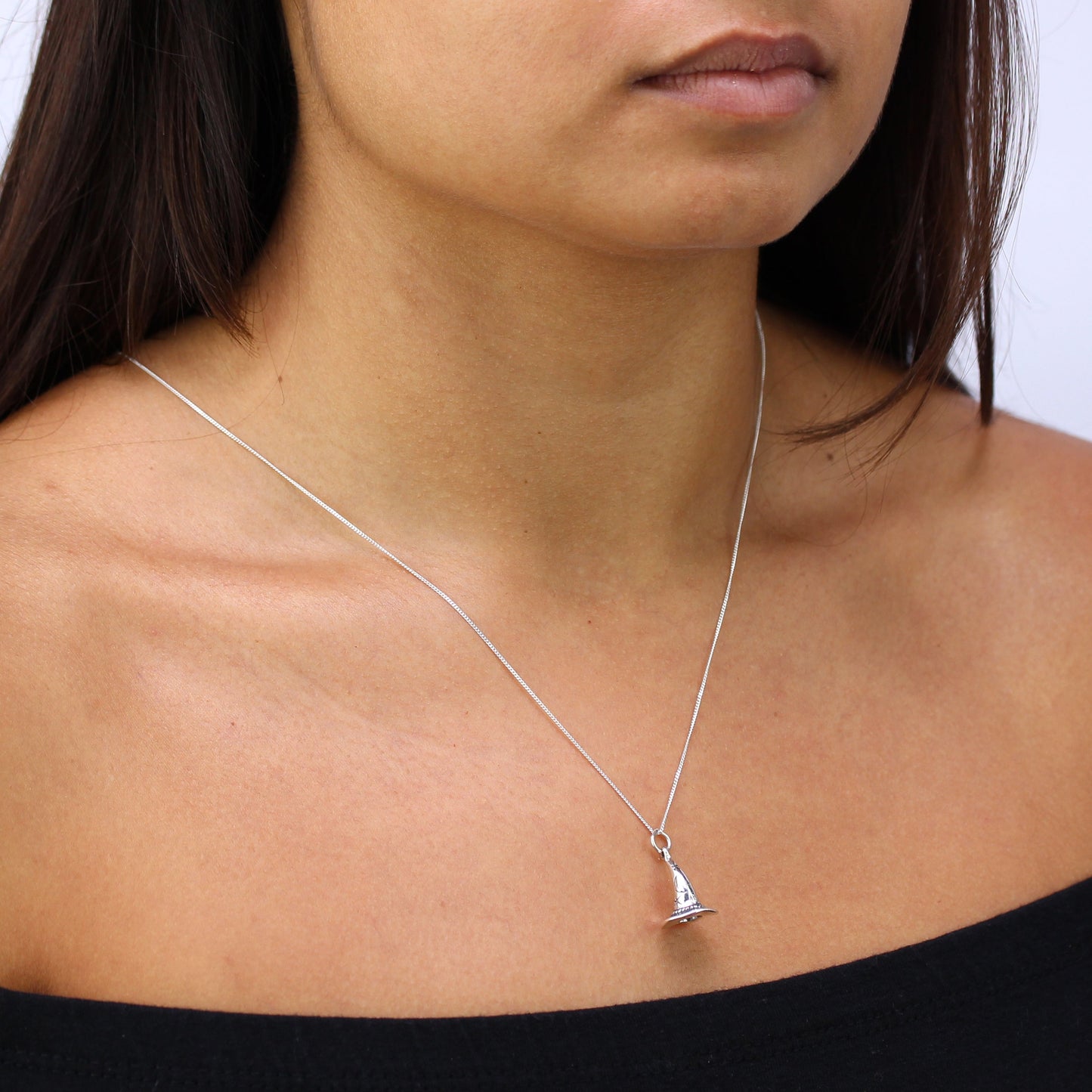 Collier chapeau de sorcier 3D en argent sterling
