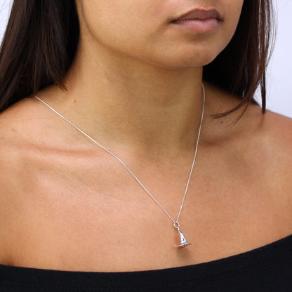 Collier chapeau de sorcier 3D en argent sterling
