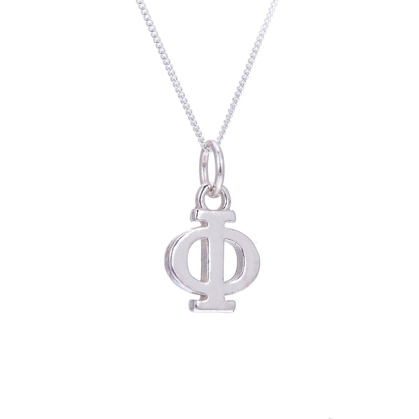 Collier en argent sterling avec l'alphabet grec Phi