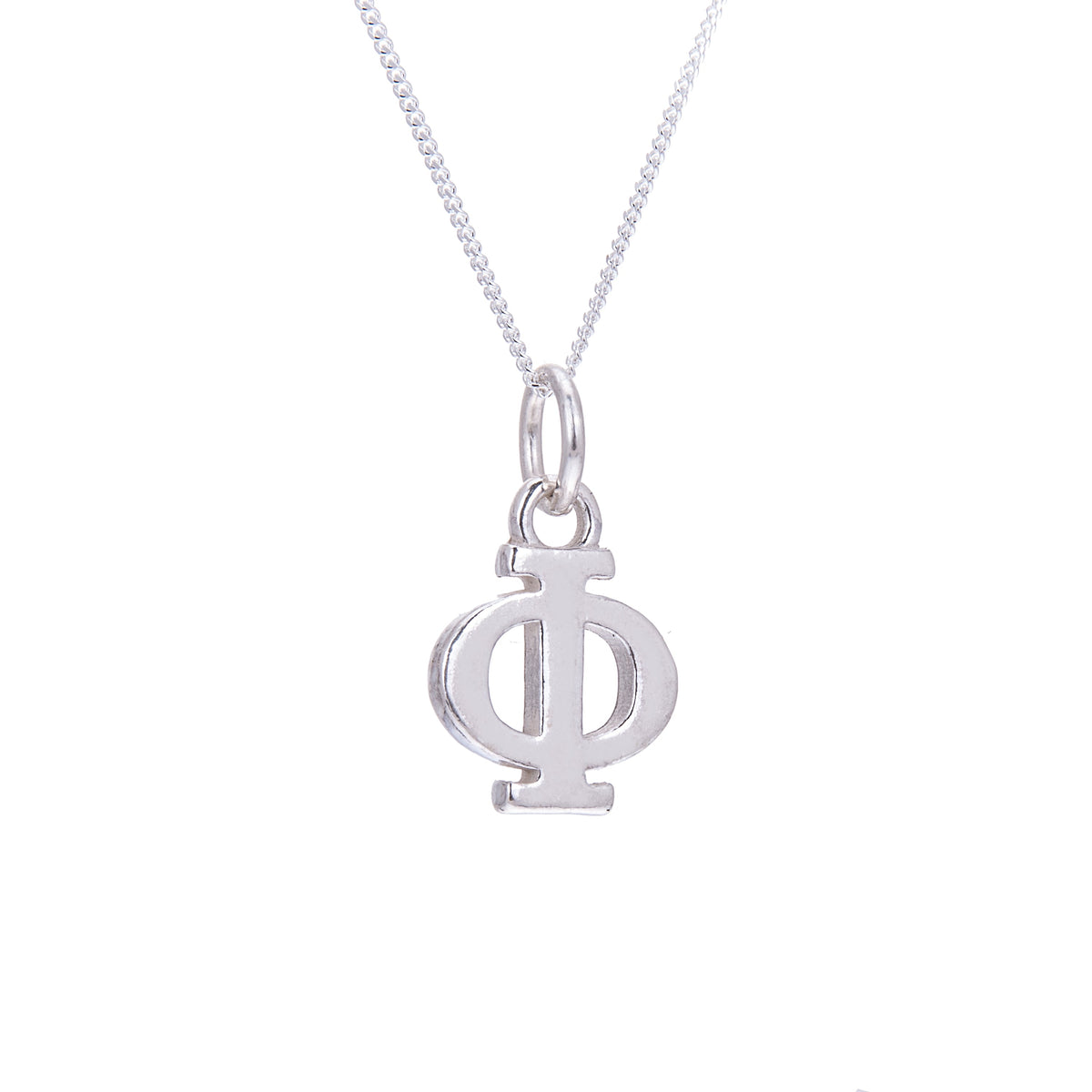 Collier en argent sterling avec l'alphabet grec Phi