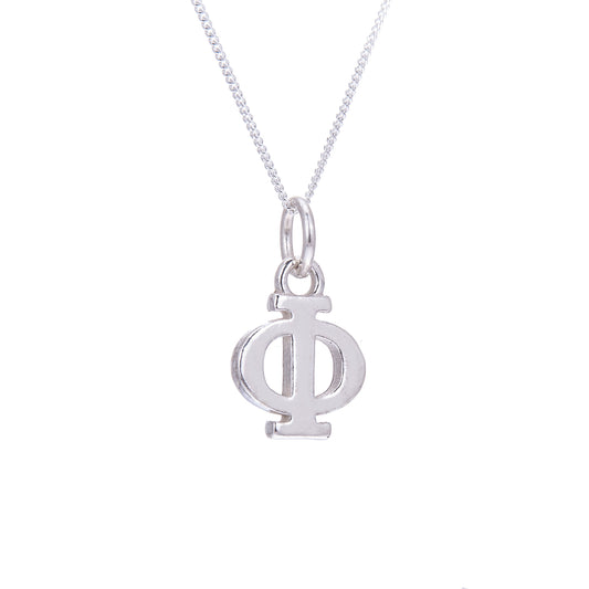 Collier en argent sterling avec l'alphabet grec Phi