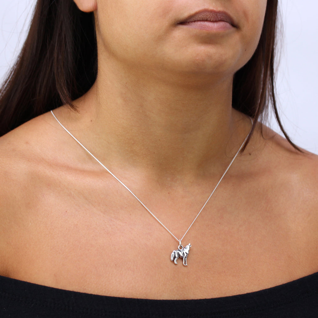 Collier Loup Hurlant en Argent Sterling