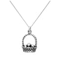 Pendentif œufs dans un panier en argent sterling sur chaîne diamantée 40 + 5 cm