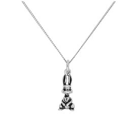 Pendentif lapin en argent sterling sur chaîne diamantée de 40,6 cm et 5 cm