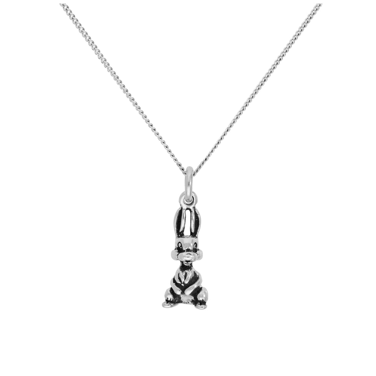 Pendentif lapin en argent sterling sur chaîne diamantée de 40,6 cm et 5 cm