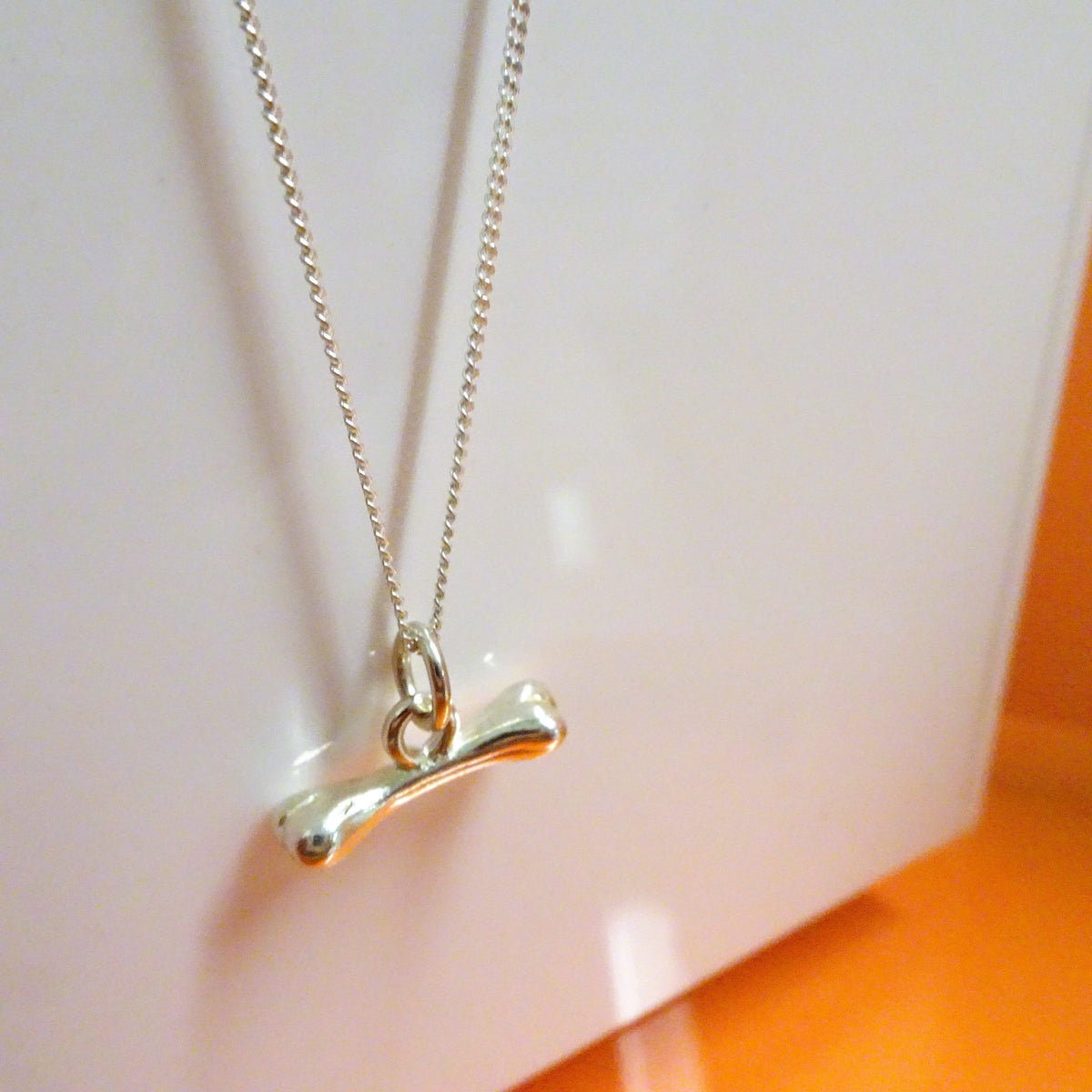 Collier en argent sterling avec os de chien