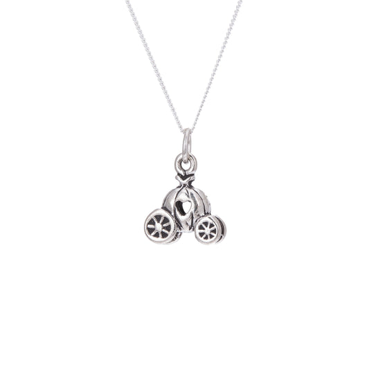 Collier en argent sterling avec carrosse de princesse citrouille