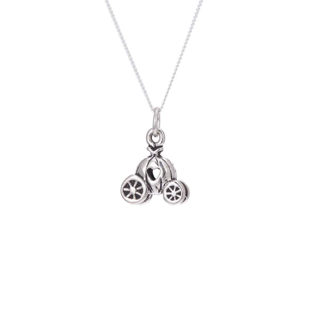Collier en argent sterling avec carrosse de princesse citrouille