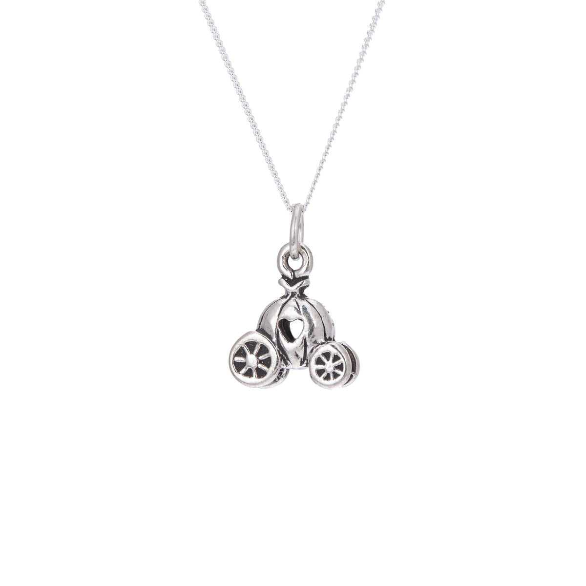 Collier en argent sterling avec carrosse de princesse citrouille