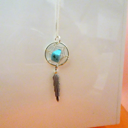 Collier attrape-rêves en argent sterling avec plumes