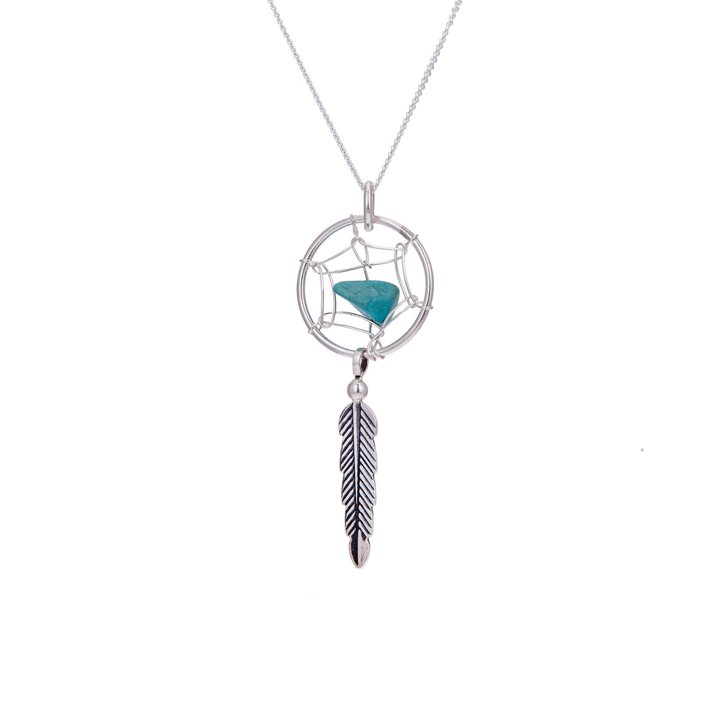 Collier attrape-rêves en argent sterling avec plumes
