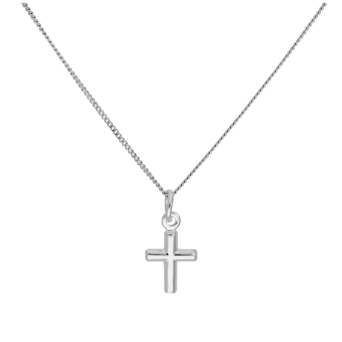 Pendentif petite croix en argent sterling sur chaîne diamantée de 40,6 cm et 5 cm