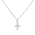 Pendentif petite croix en argent sterling sur chaîne diamantée de 40,6 cm et 5 cm
